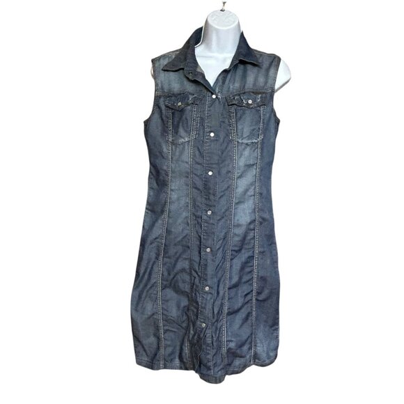 Carreli Jeans Lightweight Denim Sleeveless Snap Front Cotton Dress Size 8 - Picture 1 of 5